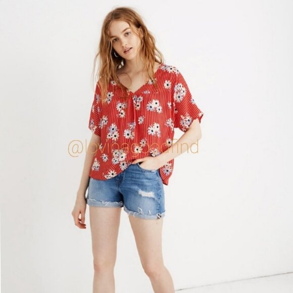 MADEWELL Rhyme Short Sleeve Floral Retro Blouse in Daisy Society EUC sz S - Picture 10 of 11
